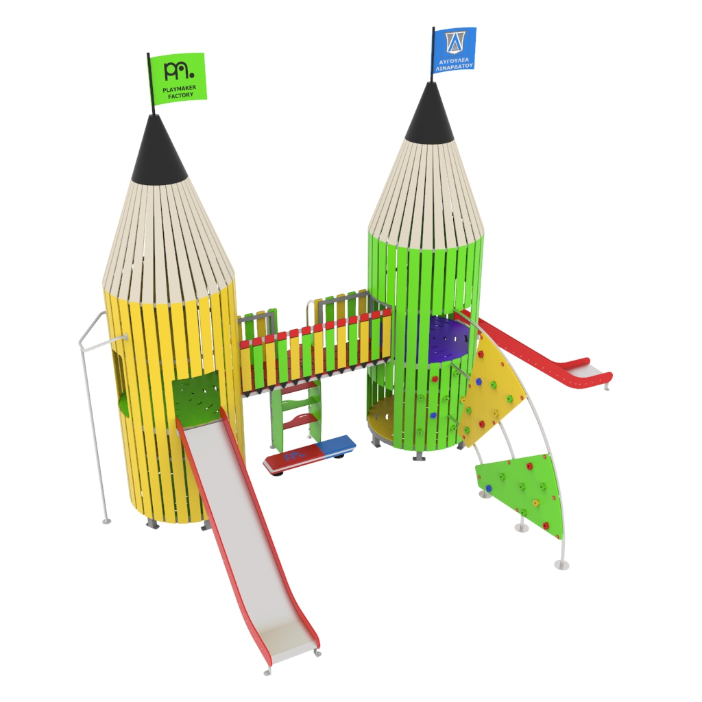 PLAYMAKER FACTORY  Σύνθετο συγκρότημα με δύο πύργους σε σχήμα μολύβι